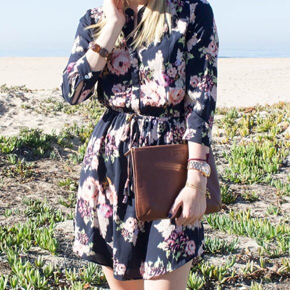 Daniel Rainn Dresses & Skirts - Daniel Rainn 3/4 Sleeve Floral Shirt Dress